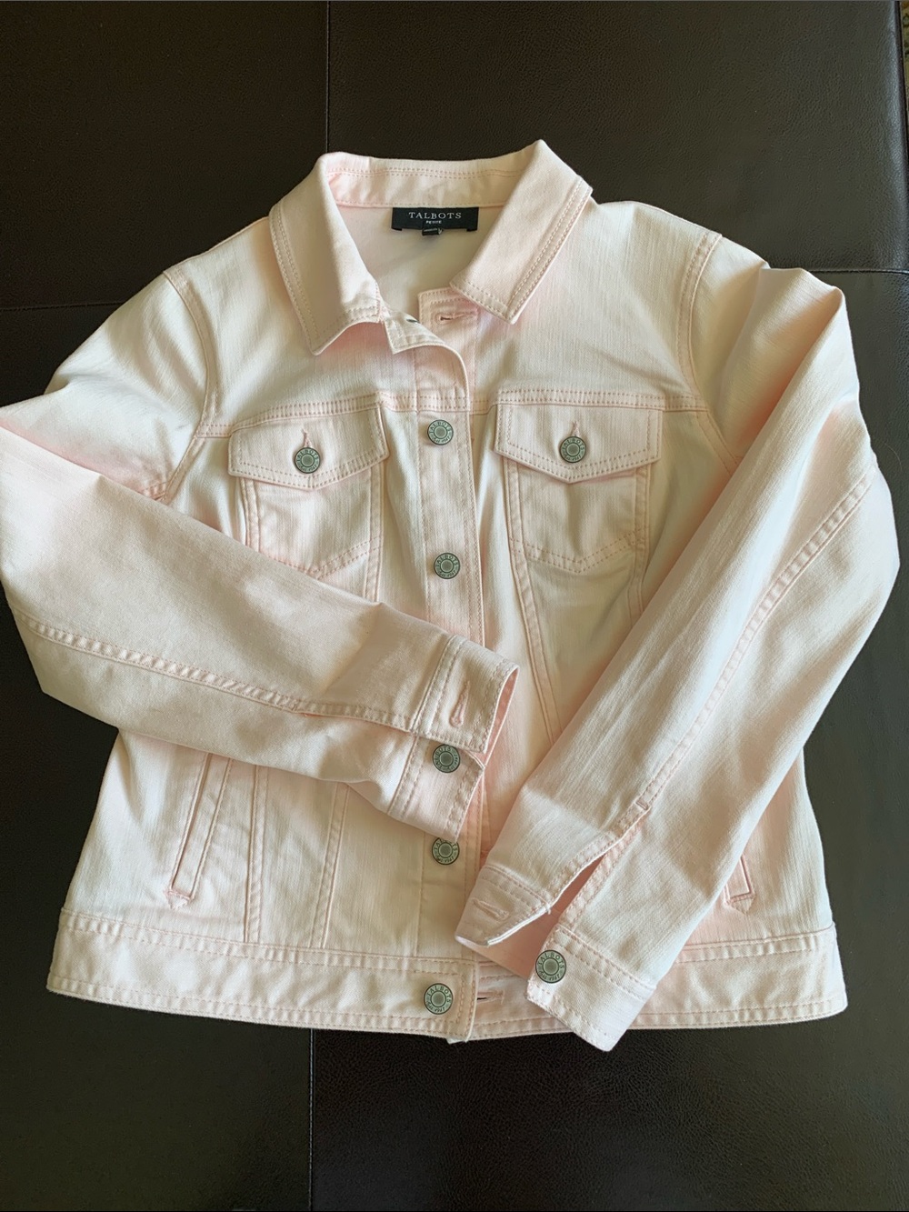 Talbots Pastel Pink Denim Jacket Size 4P - Picture 2 of 9